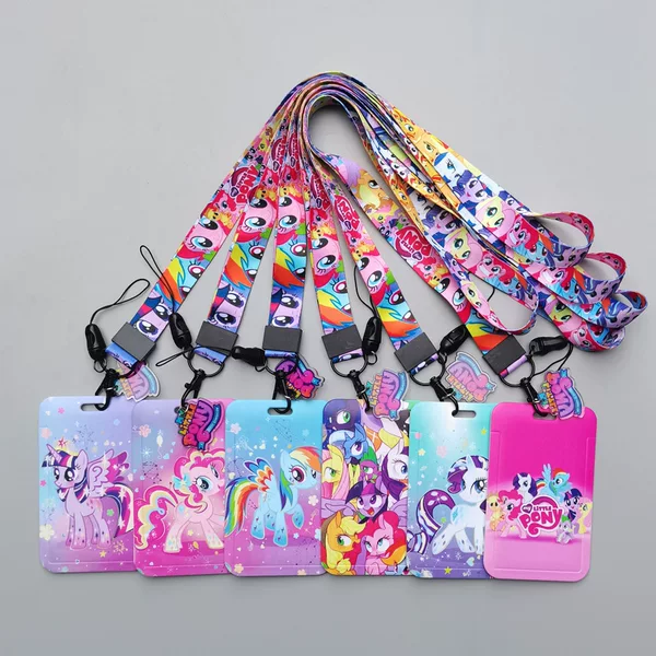 Cartoon Pony Long Rope ID Set Student Card Subway Card Bus Work ID Set Access Card Anti-lost Card Set Pendant