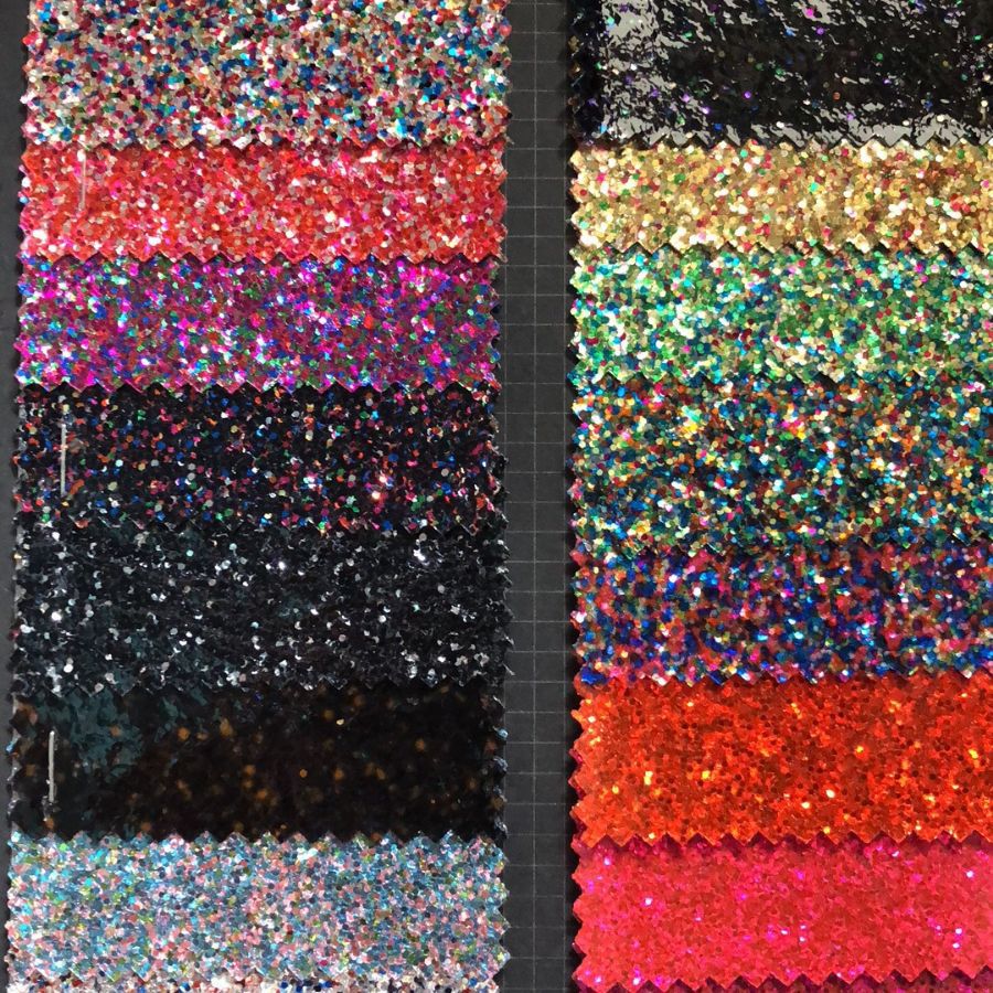 大小角钻石透明胶面无底布格丽特金葱闪粉 箱包 鞋材 包装人造革