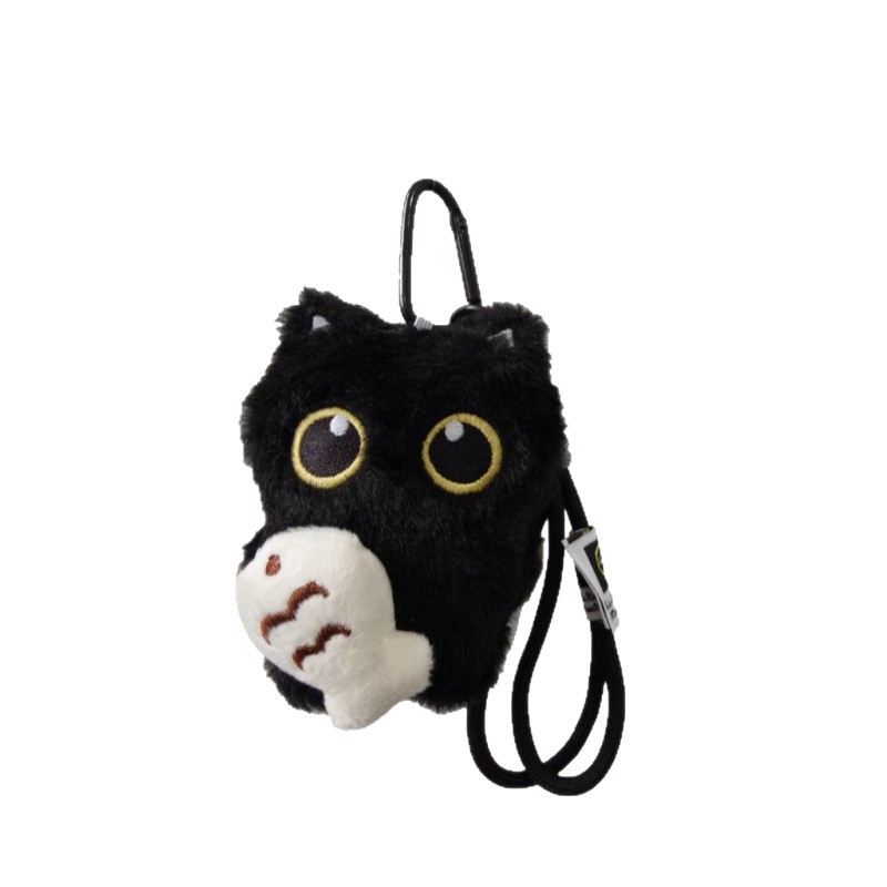 Pequeño gato negro bolsos accesorios colgantes lindos bolsos escolares muñecas de peluche llaveros para regalos de pareja