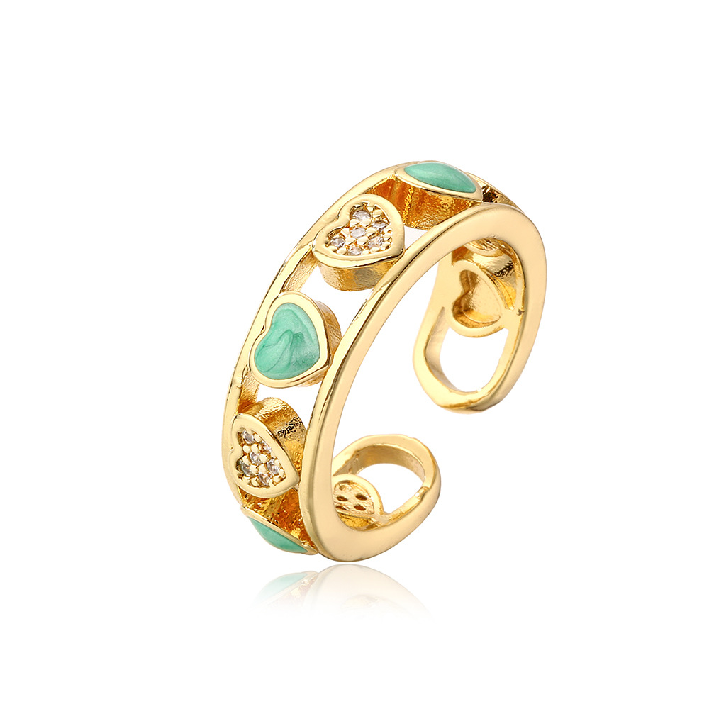 Fashion Geometric Copper Inlay Zircon Open Ring 1 Piece