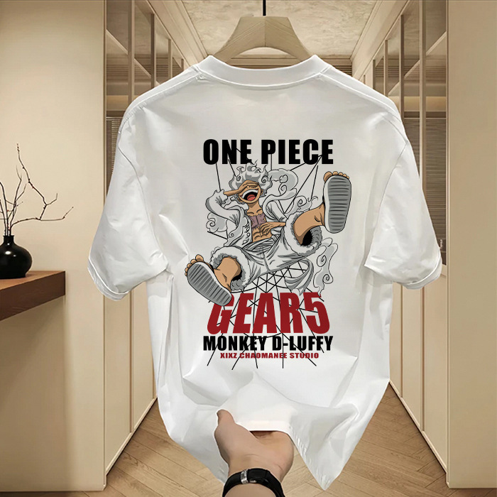 Combed Cotton Printed Short-Sleeved T-Shirt for Men in Summer, Loose Round Neck, Casual, Versatile, Breathable, Anti-Uv, Cartoon Animation
