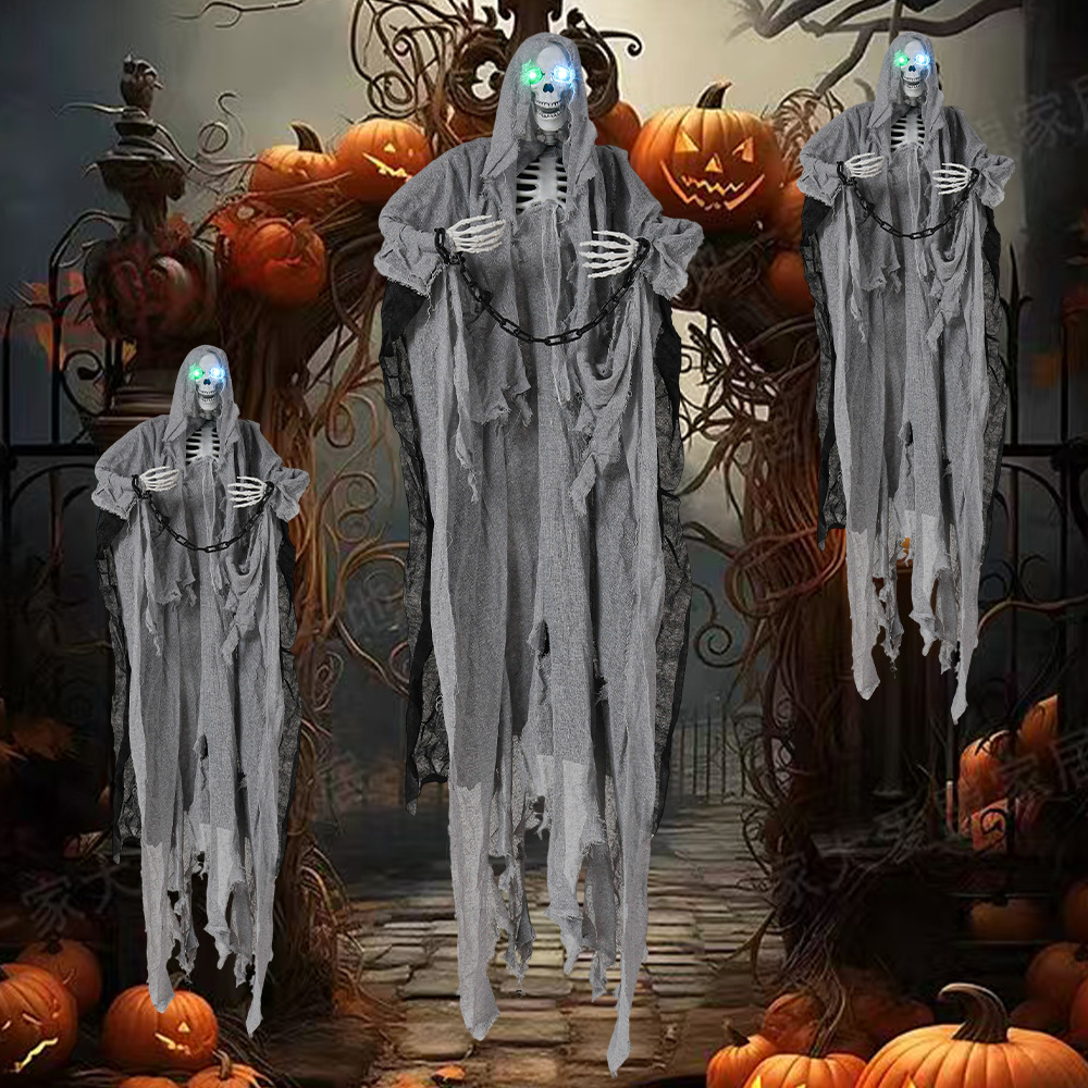 Halloween colgante fantasma cadena de hierro brillante colgante fantasma sala de escape casa embrujada bar escena de terror accesorios de decoración de miedo