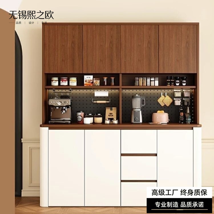 Solid Wood Vintage-Style Sideboard, Wine Cabinet, Storage Rack, Wall-Mounted Integrated Living Room Home Storage Cabinet, Light Luxury Cabinet