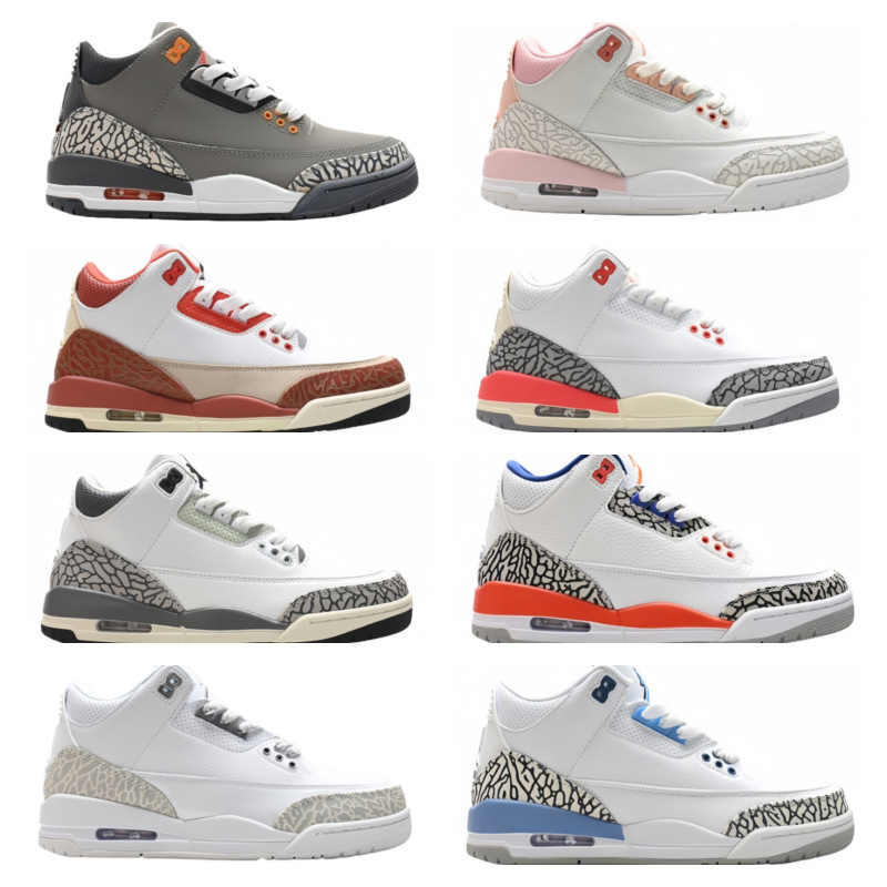 Putian shoe factory wholesale Jordan AJ3 Jordan 3 white cement flame red air cushion non-slip men's basketball sneakers trendy