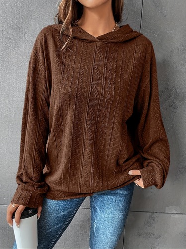 Plus Size Solid Hooded Sweatshirt for Women