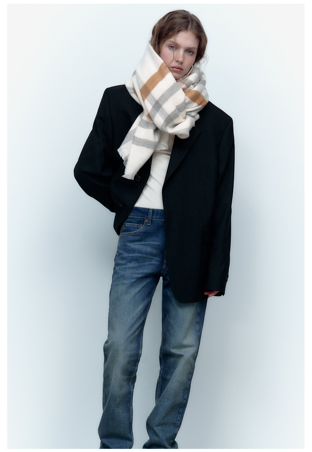 Bufanda de invierno mujer cuadros suave efecto cachemir cálida_voghion.com