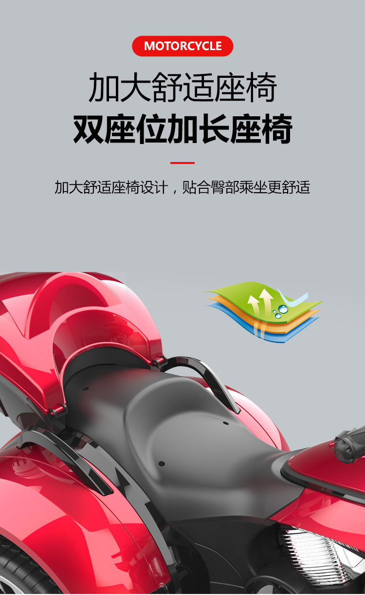 帮手描述图：儿童电动摩托车三轮车男女孩宝宝电瓶车小孩可坐人充