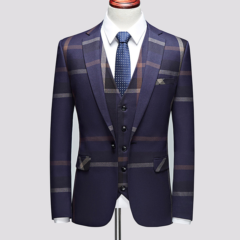 Men's Clothing Groom studio suit men's style slim performance three piece suit male best man business casual suit professional attire_viptrois.com