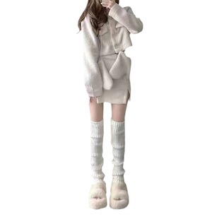 Autumn and winter warm vertical stripes knitted pile socks Japanese jk girl's calf socks ins hot girl cold-proof all-match legs