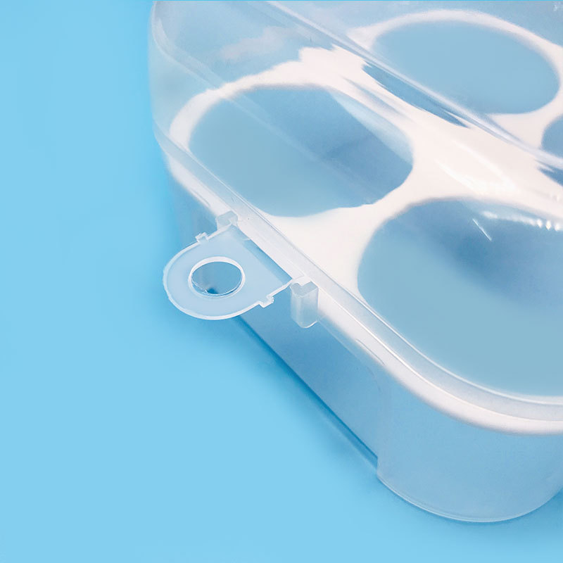 Caja de huevo popular en línea traje de huevo de belleza caja de almacenamiento de 4 rejillas esponja de calabaza huevo caja vacía transparente en stock suministro
