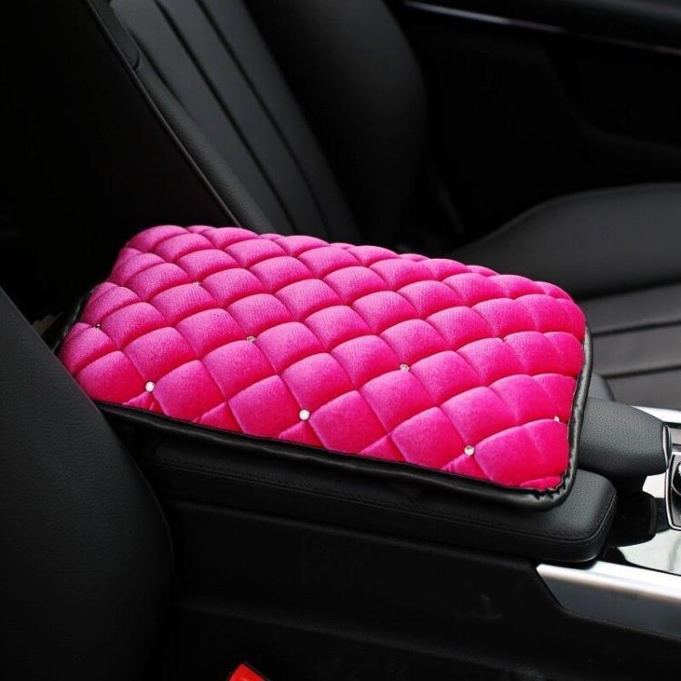 Alfombrilla para reposabrazos de coche, protector de la caja del reposabrazos central con diamantes de imitación, funda protectora de burbujas para reposabrazos, universal