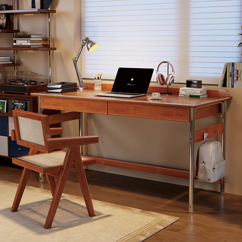 Solid Wood Computer Desk, Antique-Style Study Desk, Home Bedroom Study Table, Small Apartment Living Room Work Desk