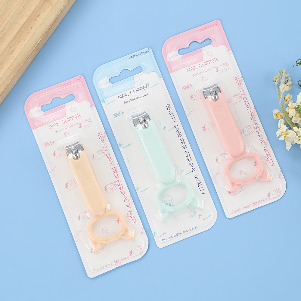 Cute Cartoon Macaron Color Children's Nail Clipper Simple Ring Buckle Nail Clipper Anti-Splash Portable Mini Nail Clipper