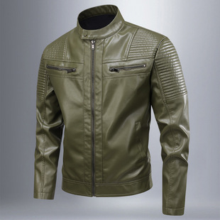 Korean Style Trendy Handsome Leather Jacket Men's Black Motorcycle Jacket Pilot Leather Jacket Spring & Fall Trendy Brand Retro Loose Jacket
