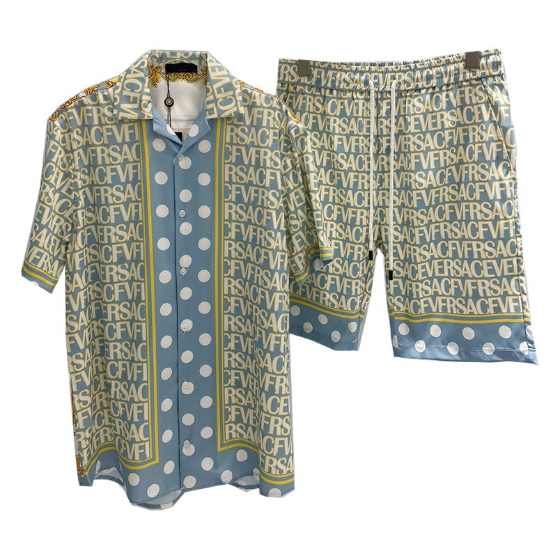 Camisas de manga corta y pantalones cortos de playa para hombre, estilo casual, moda europea y americana, tendencia transfronteriza, verano 2024