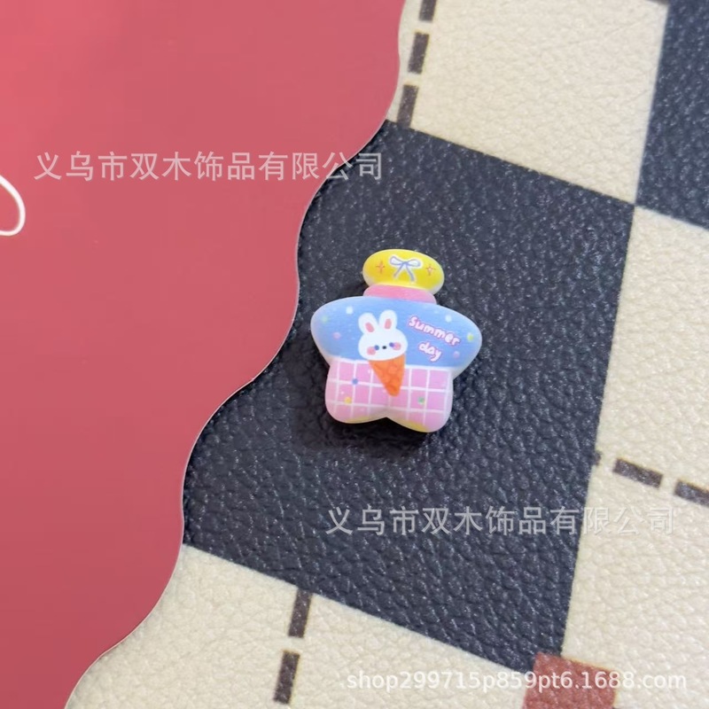 22mm印花字母小花水果星星许愿瓶串珠 diy手链手机链包挂车挂配件|undefined