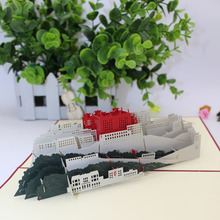 西藏布達拉宮紙質工藝品模型3D立體賀卡紀念祝福印刷雕刻批發生日