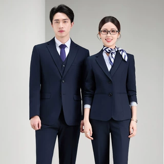新款AITO华为鸿蒙智行问界西服套装4S店销售灰衬衫尚界白色长衬衫