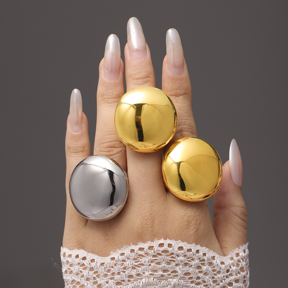 Mysterious Jewelry High Texture Large Light Face Roman Pattern Digital Casting Ring Women's Stainless Steel PVD Plated_voghion.com