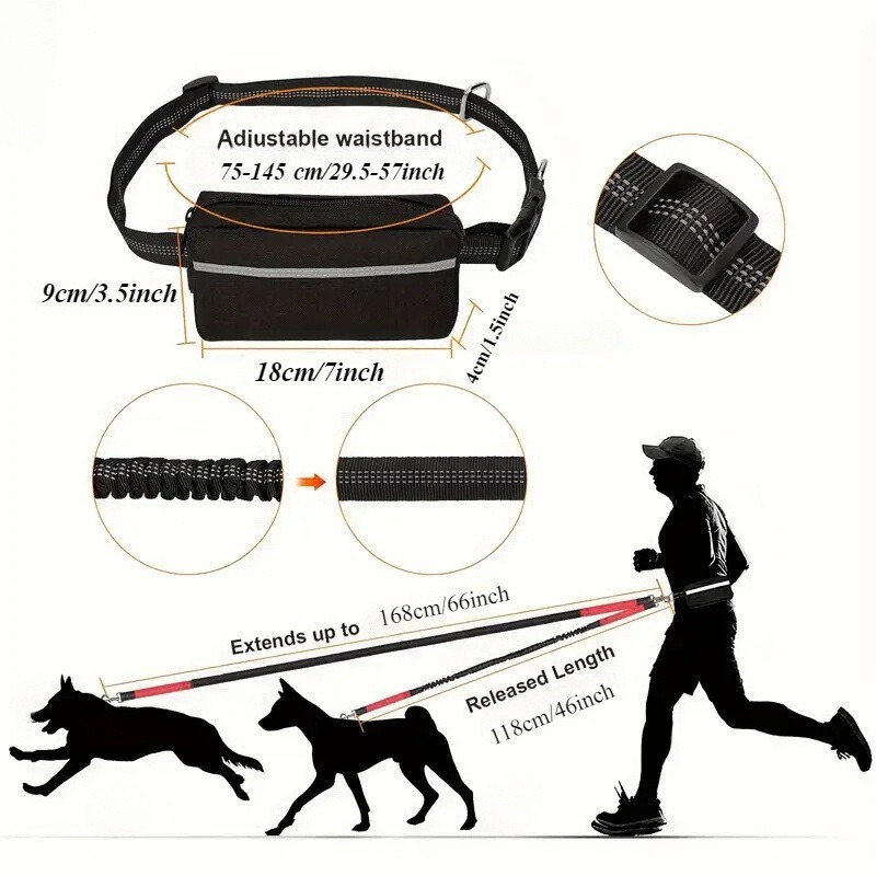 工場卸売りウエストバッグランニング牽引ロープ反射引き犬牽引ロープ弾力犬ロープ運動ランニング牽引|undefined