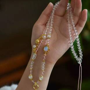 Thai Buddha Pendant Chain Thangka Hand-Woven Necklace Crystal Bead Chain Quick Release Buckle Universal Hanging Neck Chain