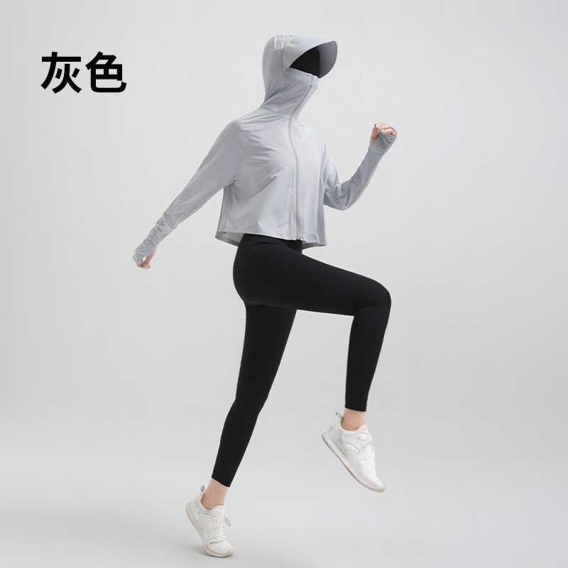 Ropa de protección solar con capuzas delgada de verano para mujeres, abrigo anti-UV transpirable 2024 nueva ropa de protección solar de hielo