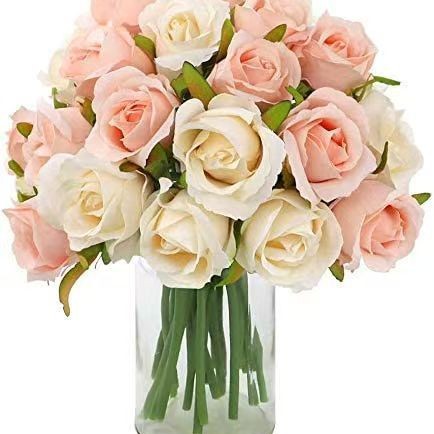 仿真韩式12头玫瑰花仿真花手捧花玫瑰花婚庆花绢花 把束婚庆客厅