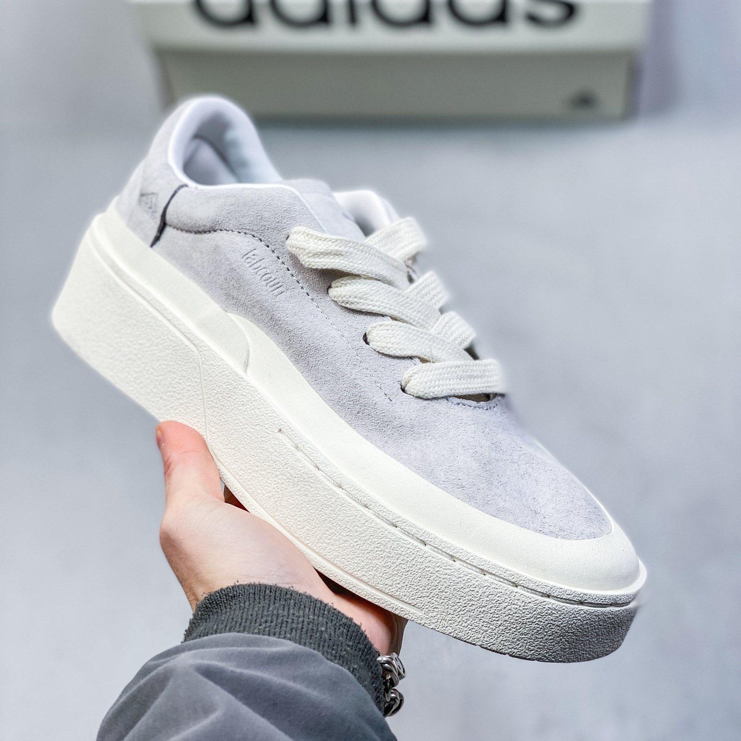 New LABCOURT Sneakers With Height-Increasing Leather Thick Soles, Women's Casual In Black And White, Versatile Couple_vogvips.com