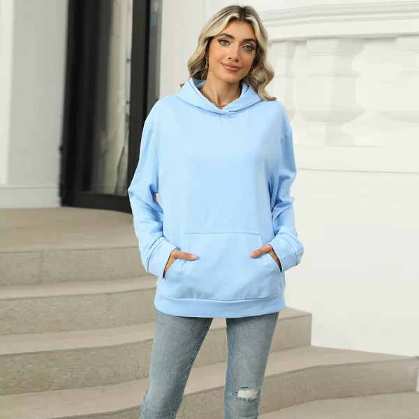 Cross-border Fashion Sweater Women's Solid Color Fleece Warm Autumn and Winter Hoodie Personalized Loose Pullover Top Sweatshirt