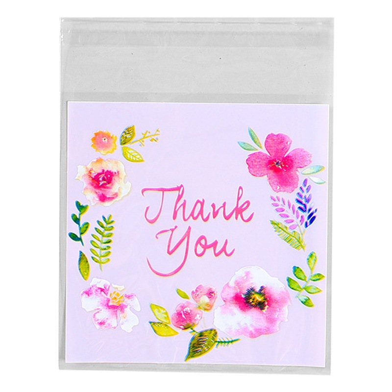 Embalaje para hornear pequeña bolsa de galletas 5 flores de color translúcido autoadhesivo bolsa de sellado nougat bolsa de frutas bolsa de joyería 100 unids