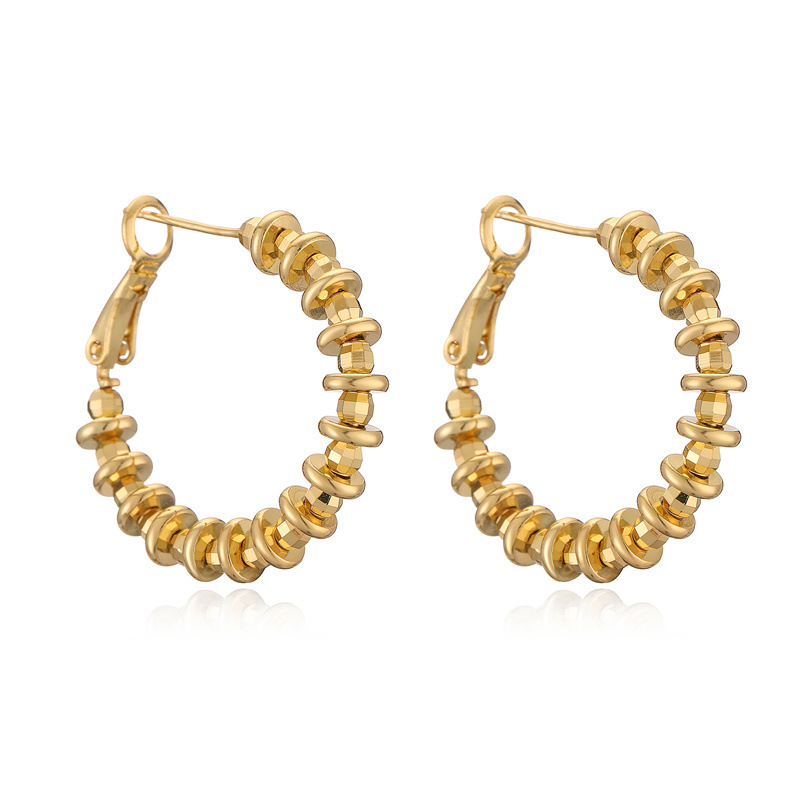 Oro verdadero electroplacado oro en forma de C pendientes de orejas metálicas simples estilo de alta moda pendientes geométricos retro