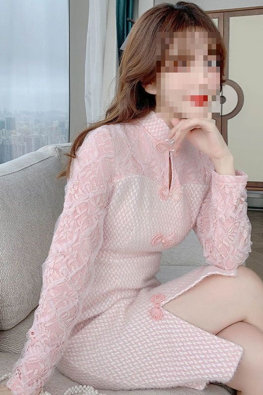 秋冬名媛气质内搭打底蕾丝针织裙子女年轻款过年旗袍改良版连衣裙