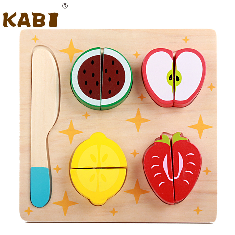 Nuevos productos de madera plana verduras, frutas y verduras cortadas Le Velcro simulación de cocina familiar juguetes para niños, niñas y niños