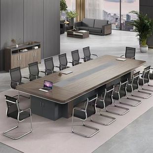 Крупный конференц -стол длинный стол простые современные конференц -залы и комбинированные таблицы, чтобы договориться о коммерческих таблицах.