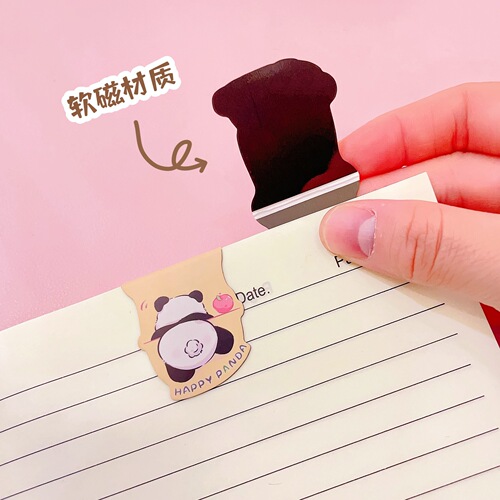 Panda Bookmark Cute Cartoon Magnetic Book Page Clip Student Creative Magnet Bookmark Learning Stationery Gift Wholesale
