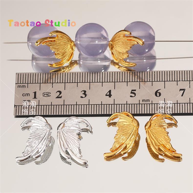 Bright Silver Left and Right Fishtail Wings Spacer Butterfly Spacer Spacer Beads DIY Bracelet Necklace Jewelry Accessories Beading Material