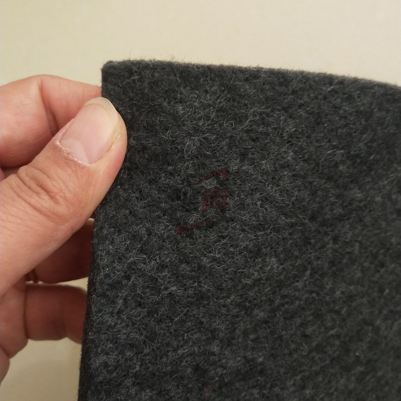 毛粘热压成型用的毛毡面料过检针5-10mm厚花灰黑色聚酯纤维不织布