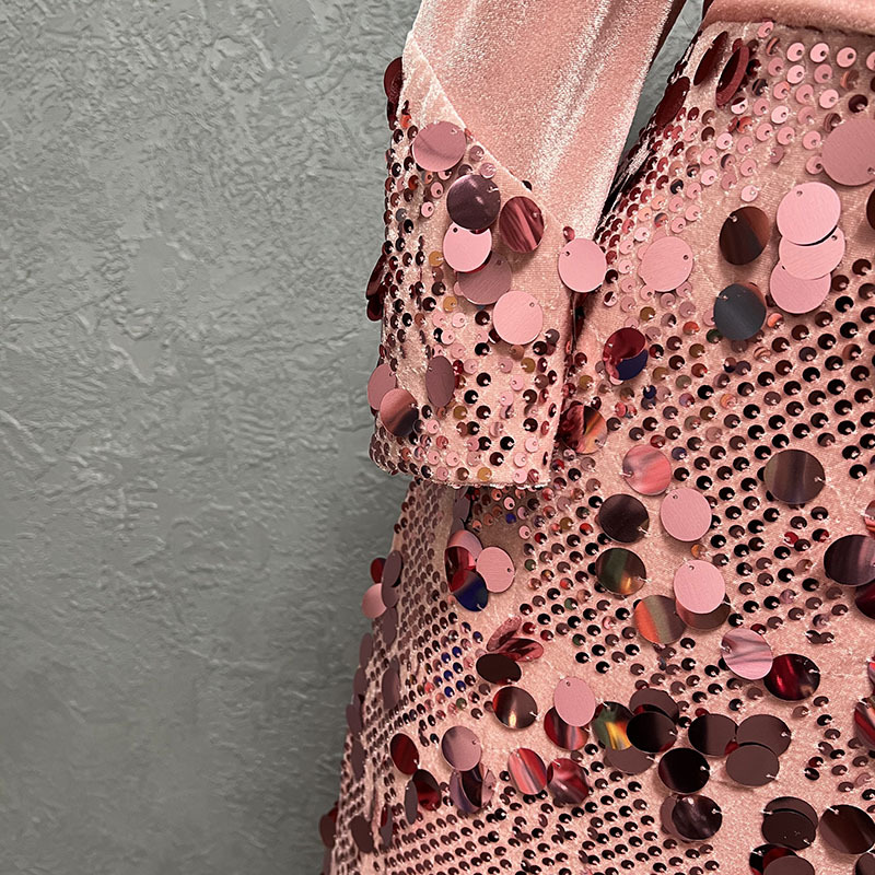 Damenbekleidung Mode schlanke Samt Pailletten Abendkleid Kleid_voghion.com