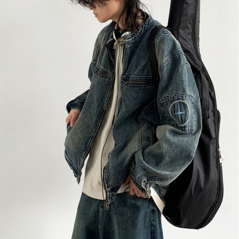 Retro Washed Vintage Zipper Denim Jacket For Men And Women, Loose And Versatile, Popular Couple Top_voghion.com