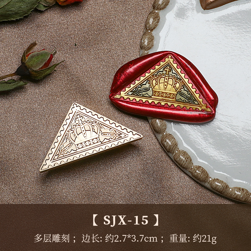 Fábrica directa fuego pintura sello cobre cabeza triángulo fuego pintura cera vintage Rosa tallada sellado cera mano cuenta regalo