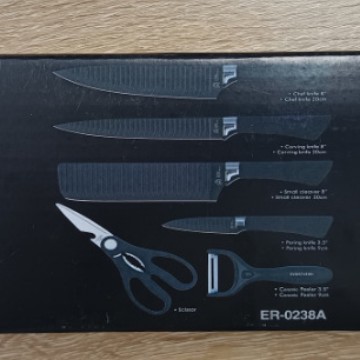 Onda negra 238A cuchillos de seis piezas ondulados caja de regalo cuchillos de cocina de acero inoxidable conjunto de cuchillos al por mayor