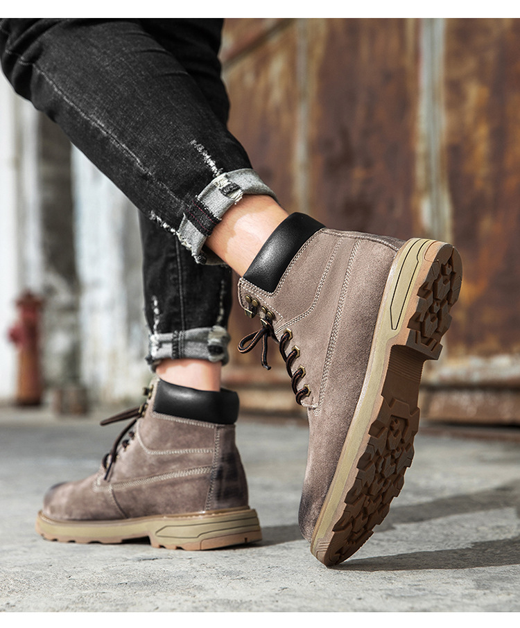 Ψηλές, μεγάλες κίτρινες μπότες, με στρώση κεφαλιού, δέρμα χοίρου, για υπαίθριες δραστηριότητες και ζεστά ανδρικά παπούτσια από κασμίρ_voghion.com