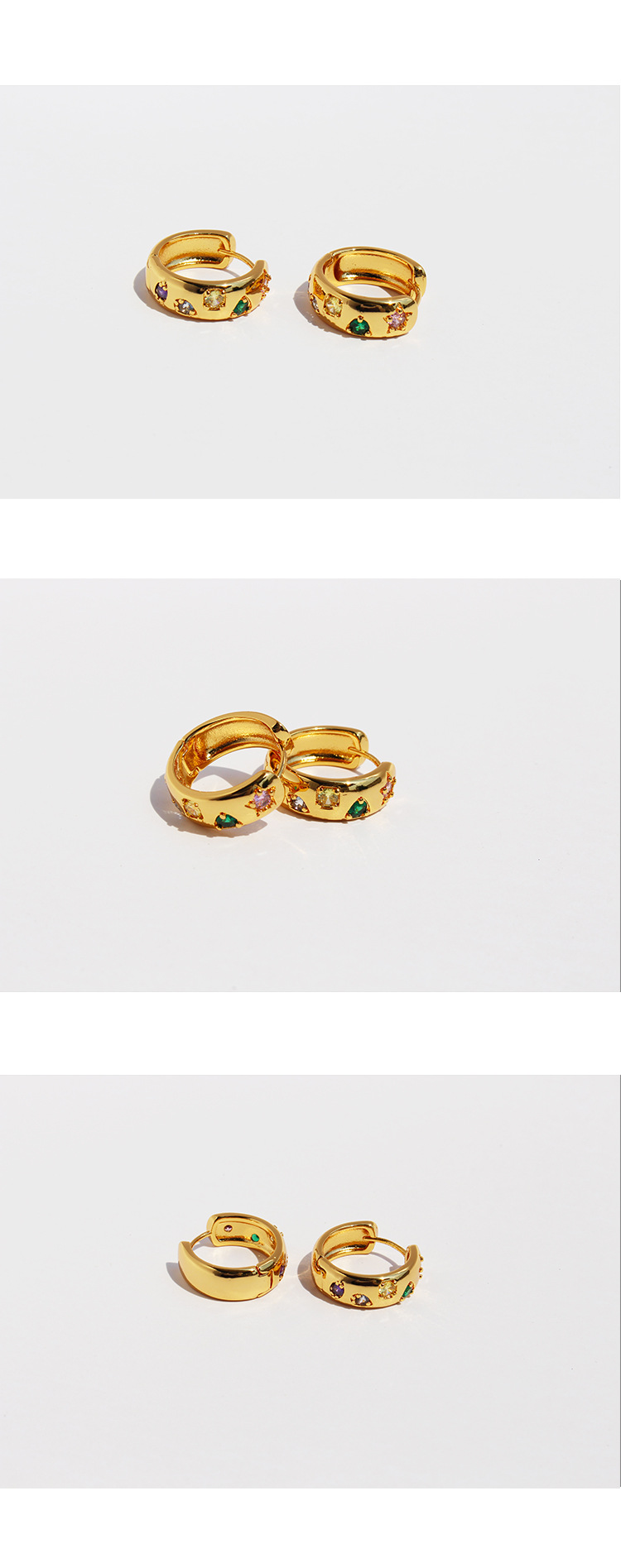 Earrings Classification 1 Pair Quantity Holiday, Daily Occasion Brass Material 1 Pair Simple Style Geometric Star Plating Inlay Brass Zircon 18K Gold Plated Earrings