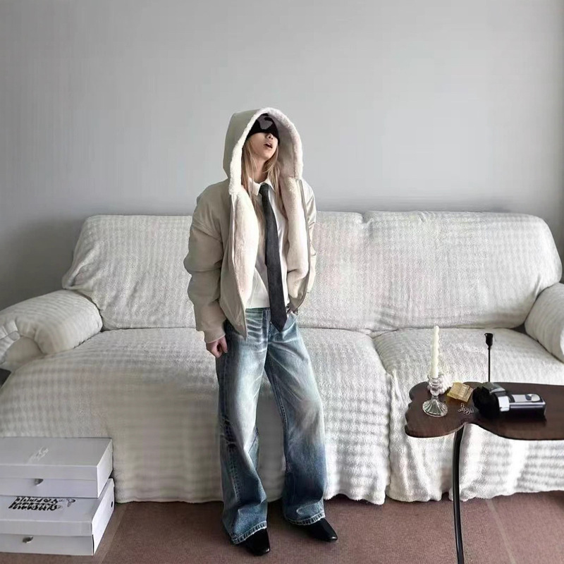 【Jtmy】Newdecay X Tbr02 Battle Bull King Snowflake Pattern Light Blue Washed Distressed Straight Leg Jeans