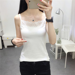 Summer Korean Lace Hong Kong Style Retro Chic Fresh and Clean Strappy Tank Top Women's Short Sleeve Base Layer Top Women's Inner Ins