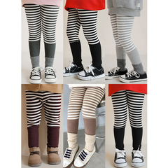 吾里卜一女童2024春秋新款兒童打底褲韓版寶寶休閒褲小童條紋褲子