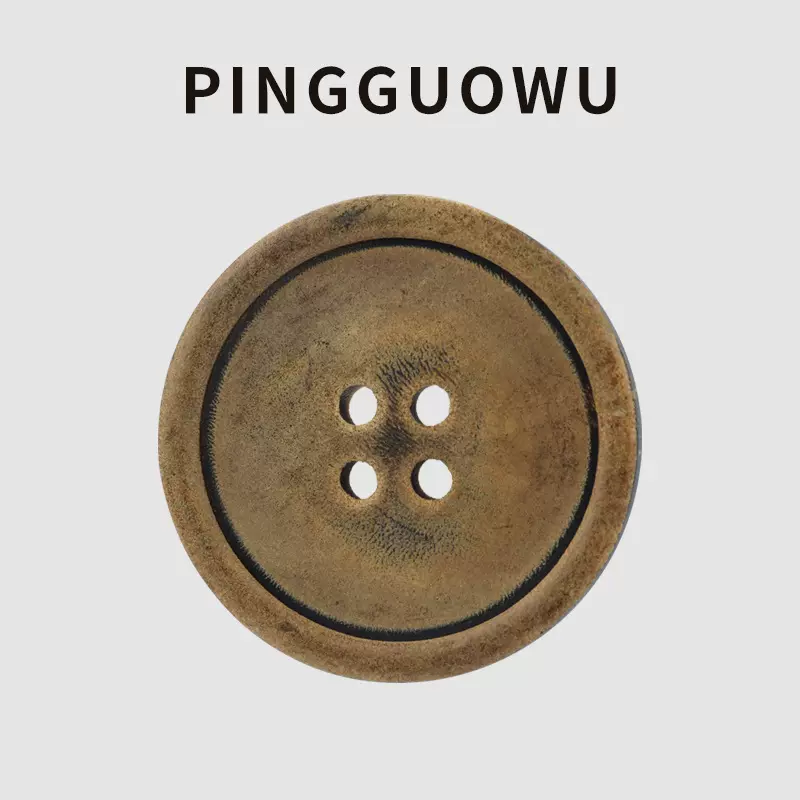 【现货批发】PINGGUOWU天然黑水牛角钮扣高档服装制服皮装大衣扣