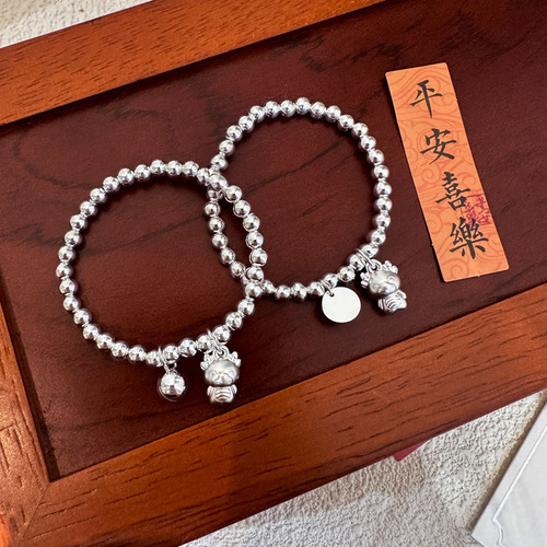 Children's Pure Silver Bracelet Dragon Year Zodiac Girl's Silver Bangle Chinese New Year Gift Dragon Baby Silver Necklace Silver Accessory New Year Gift