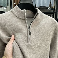 高級ファッションカジュアル男性半高襟セーター秋冬服ファッションカジュアル半ファスナー保温ニットコート