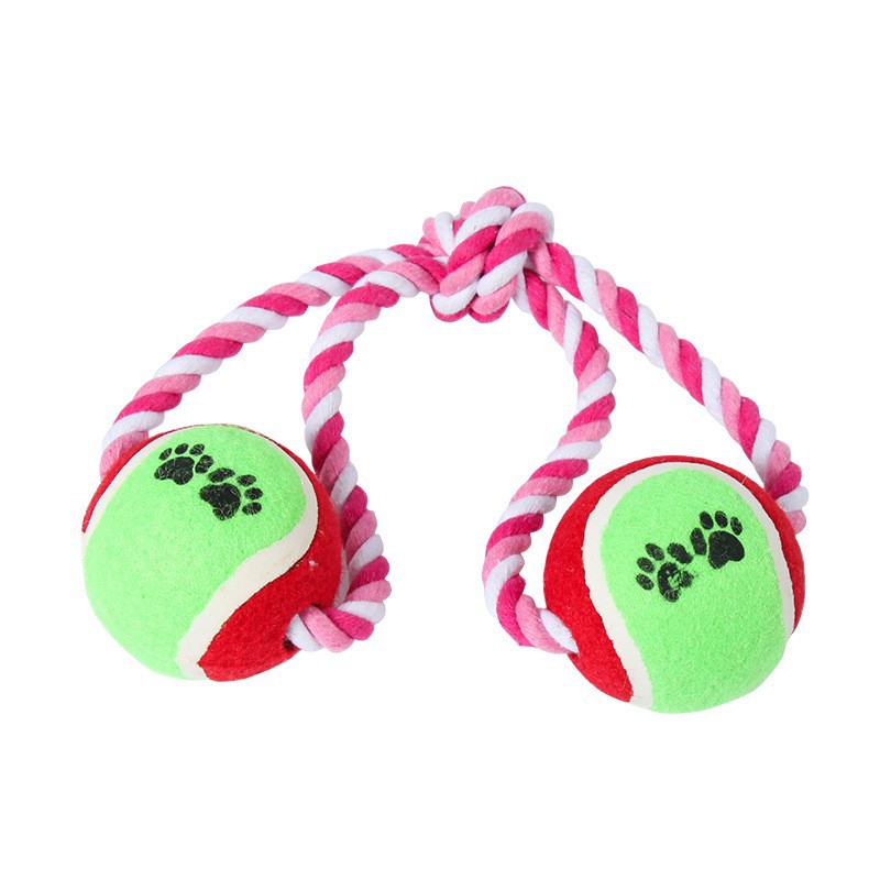 Juguetes de cuerda de algodón para perros Juguetes de cuerda molida para mascotas Juguetes de nudo Corgi Golden Retriever Juguetes para aliviar el aburrimiento con mango Tenis doble
